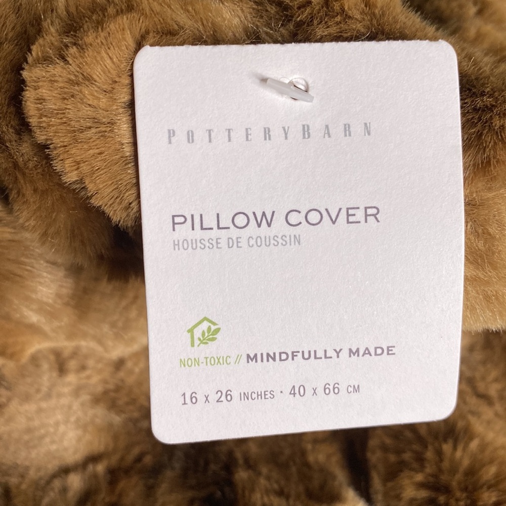 Pottery Barn Cuddly Luxuriously Rich Faux Fur Ruched Brown Lumbar Pillow Cover - Picture 9 of 16